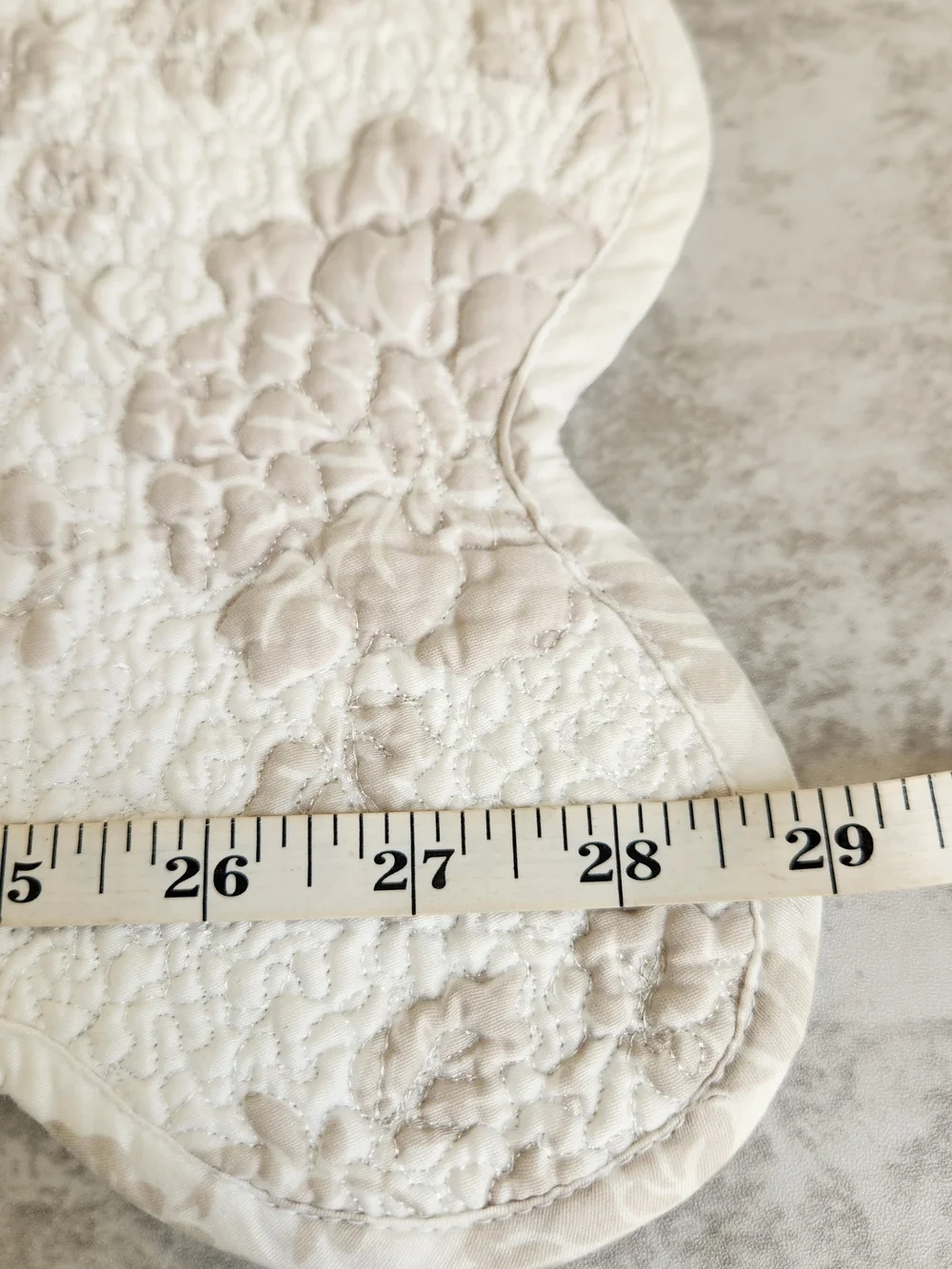 Pine Cone Hill Scalloped Floral Quilt Euro Sham Beige and White 2 Sided
